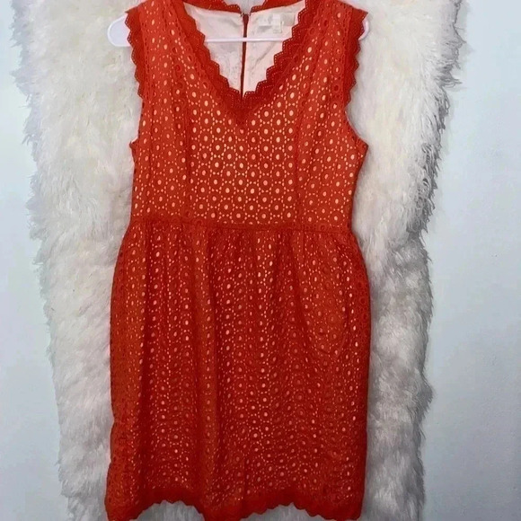 Miss Me MM Couture Dress Orange Lace Circles Sz M - Picture 1 of 6